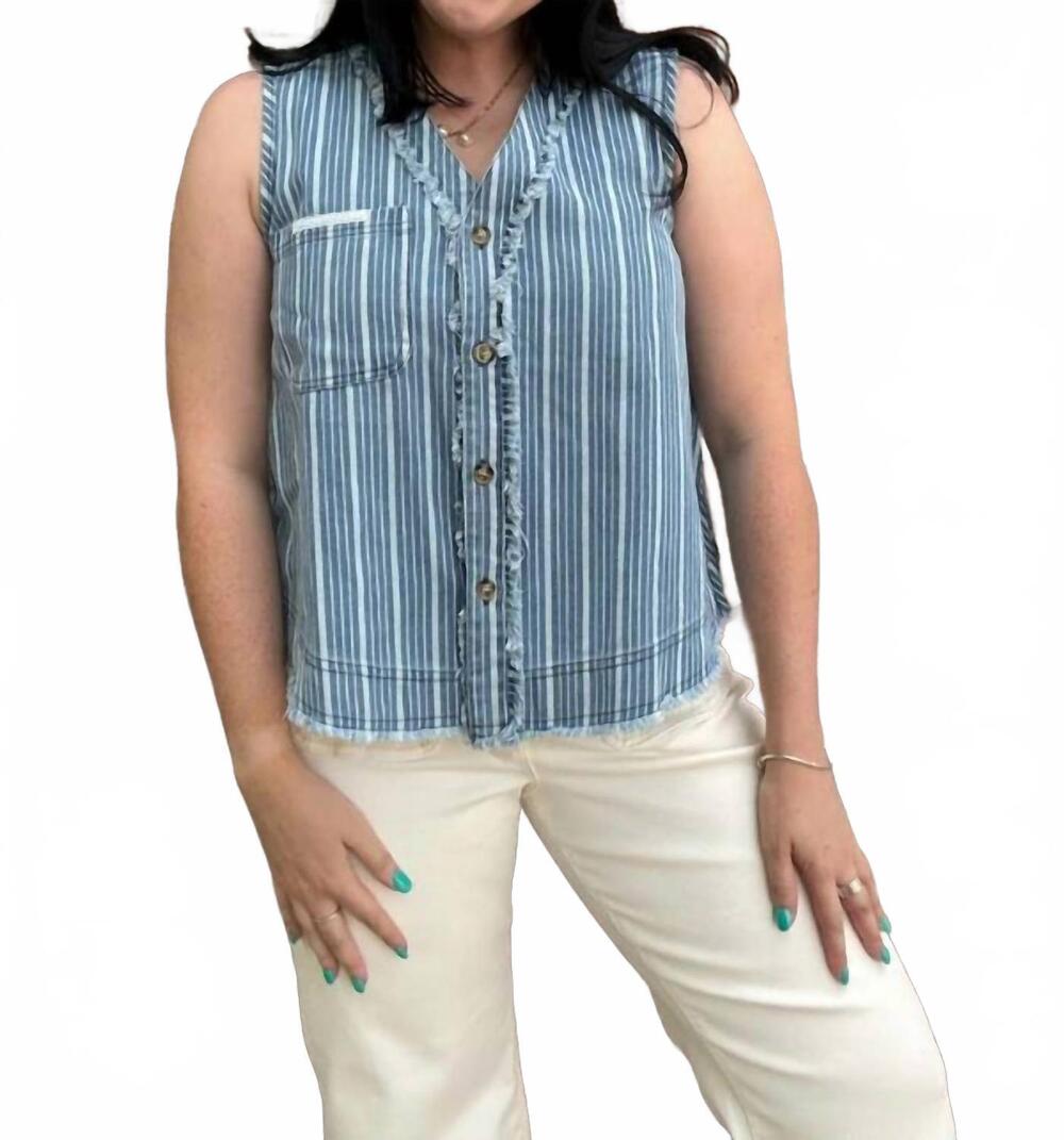 NEW DAVI & DANI women's denim vest top in blue